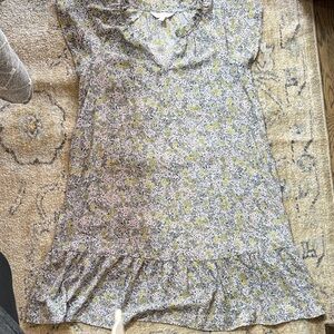 LC Lauren Conrad Floral Blouse with Yellow and Blue Accents